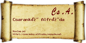 Csarankó Alfréda névjegykártya